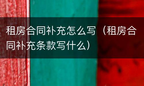 租房合同补充怎么写（租房合同补充条款写什么）
