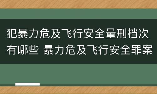犯暴力危及飞行安全量刑档次有哪些 暴力危及飞行安全罪案例