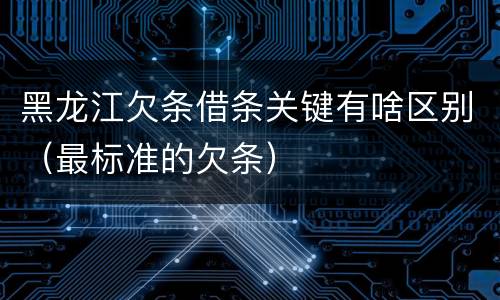 黑龙江欠条借条关键有啥区别（最标准的欠条）