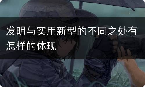 发明与实用新型的不同之处有怎样的体现