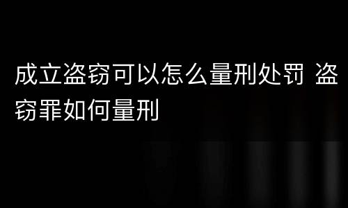 成立盗窃可以怎么量刑处罚 盗窃罪如何量刑