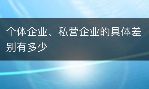 个体企业、私营企业的具体差别有多少
