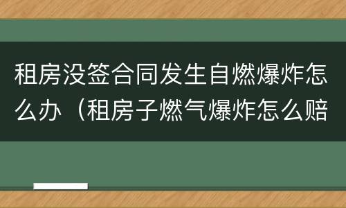 租房没签合同发生自燃爆炸怎么办（租房子燃气爆炸怎么赔偿）