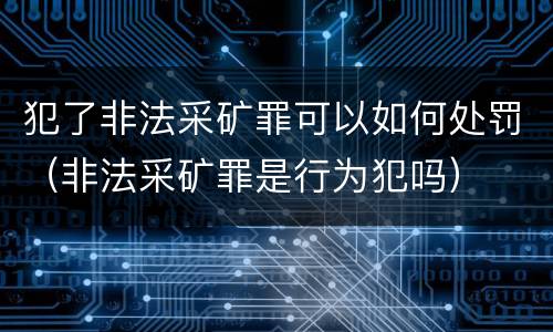犯了非法采矿罪可以如何处罚（非法采矿罪是行为犯吗）