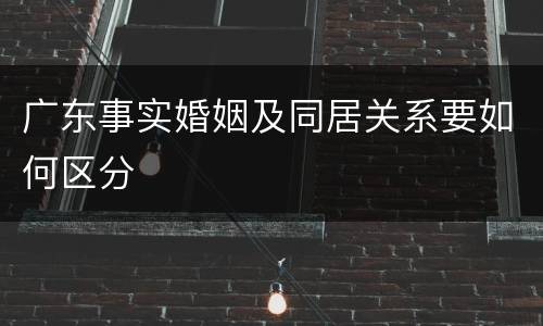 广东事实婚姻及同居关系要如何区分