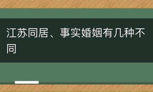 江苏同居、事实婚姻有几种不同