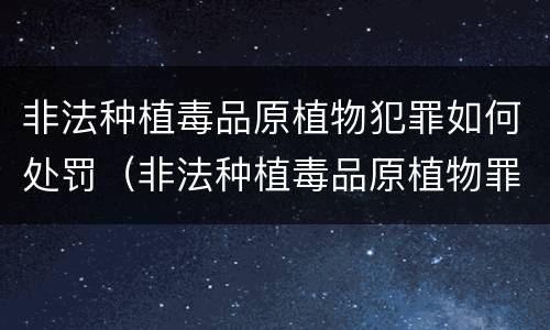 非法种植毒品原植物犯罪如何处罚（非法种植毒品原植物罪情节严重）