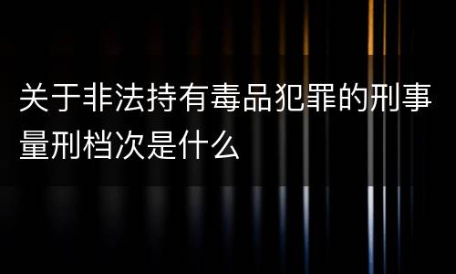 关于非法持有毒品犯罪的刑事量刑档次是什么
