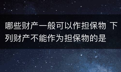 哪些财产一般可以作担保物 下列财产不能作为担保物的是