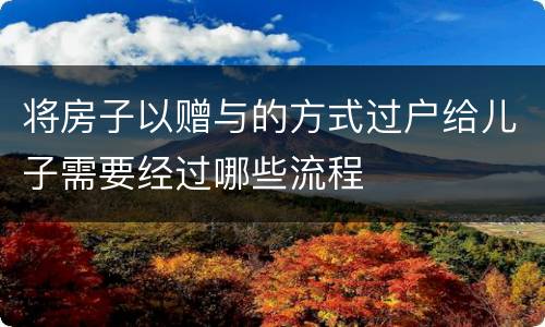 将房子以赠与的方式过户给儿子需要经过哪些流程