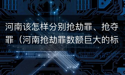 河南该怎样分别抢劫罪、抢夺罪（河南抢劫罪数额巨大的标准）