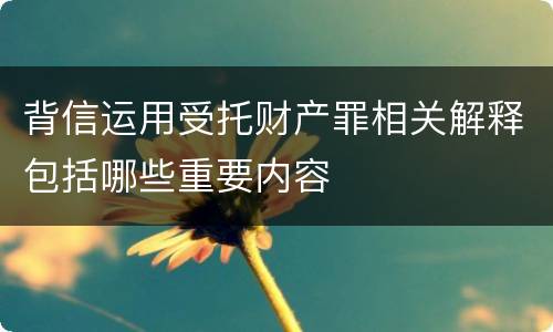 背信运用受托财产罪相关解释包括哪些重要内容