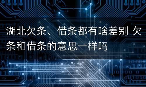 湖北欠条、借条都有啥差别 欠条和借条的意思一样吗