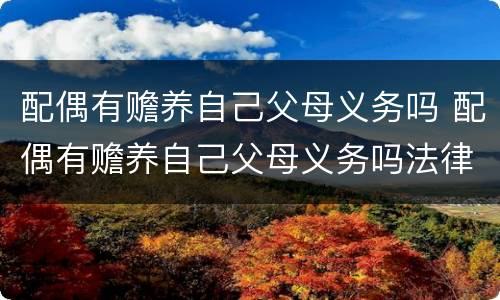 配偶有赡养自己父母义务吗 配偶有赡养自己父母义务吗法律规定