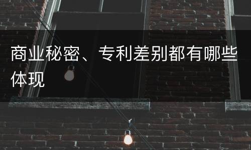 商业秘密、专利差别都有哪些体现
