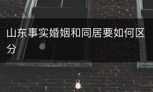 山东事实婚姻和同居要如何区分