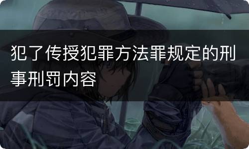 犯了传授犯罪方法罪规定的刑事刑罚内容