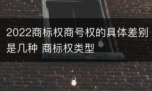 2022商标权商号权的具体差别是几种 商标权类型