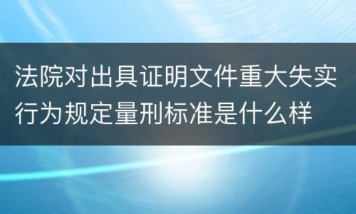 法院对出具证明文件重大失实行为规定量刑标准是什么样