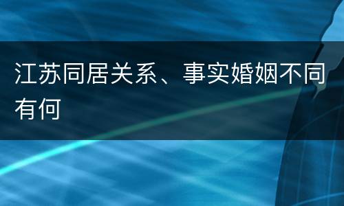 江苏同居关系、事实婚姻不同有何