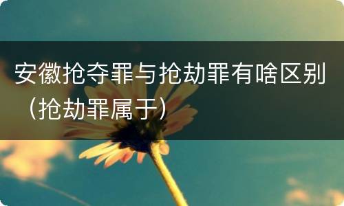 安徽抢夺罪与抢劫罪有啥区别（抢劫罪属于）