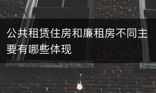公共租赁住房和廉租房不同主要有哪些体现