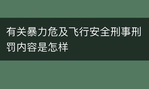 有关暴力危及飞行安全刑事刑罚内容是怎样