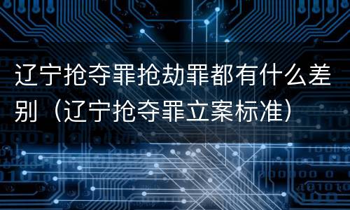 辽宁抢夺罪抢劫罪都有什么差别（辽宁抢夺罪立案标准）