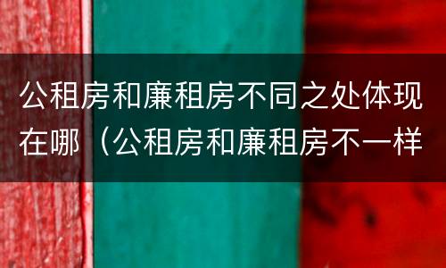 公租房和廉租房不同之处体现在哪（公租房和廉租房不一样吗）