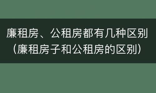 廉租房、公租房都有几种区别（廉租房子和公租房的区别）