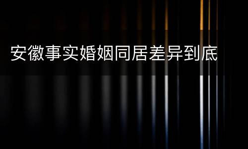 安徽事实婚姻同居差异到底