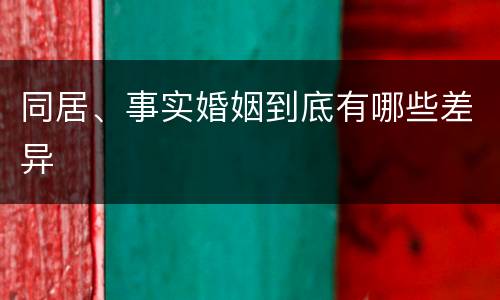同居、事实婚姻到底有哪些差异