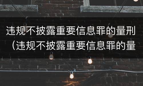 违规不披露重要信息罪的量刑（违规不披露重要信息罪的量刑依据）