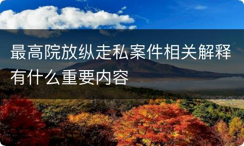 最高院放纵走私案件相关解释有什么重要内容