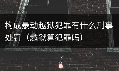 构成暴动越狱犯罪有什么刑事处罚（越狱算犯罪吗）