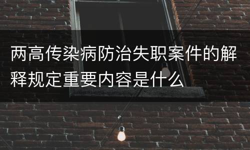 两高传染病防治失职案件的解释规定重要内容是什么