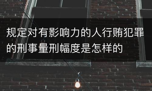 规定对有影响力的人行贿犯罪的刑事量刑幅度是怎样的