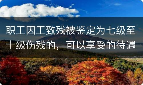 职工因工致残被鉴定为七级至十级伤残的，可以享受的待遇是什么