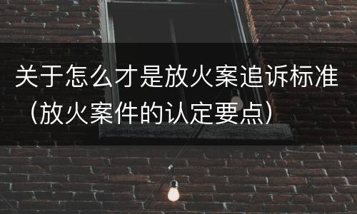 关于怎么才是放火案追诉标准（放火案件的认定要点）