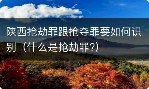 陕西抢劫罪跟抢夺罪要如何识别（什么是抢劫罪?）