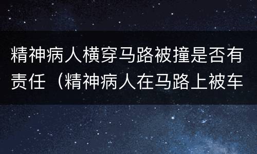 精神病人横穿马路被撞是否有责任（精神病人在马路上被车撞了谁的责任）