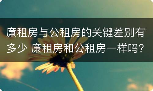 廉租房与公租房的关键差别有多少 廉租房和公租房一样吗?