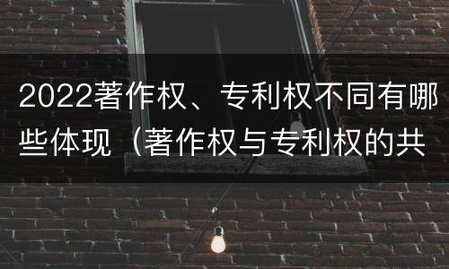 2022著作权、专利权不同有哪些体现（著作权与专利权的共性有）