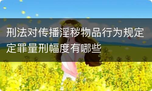 刑法对传播淫秽物品行为规定定罪量刑幅度有哪些