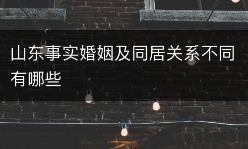 山东事实婚姻及同居关系不同有哪些
