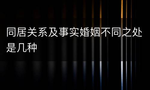 同居关系及事实婚姻不同之处是几种