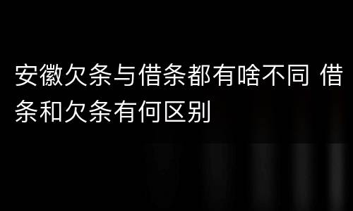安徽欠条与借条都有啥不同 借条和欠条有何区别
