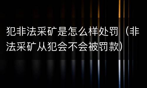 犯非法采矿是怎么样处罚（非法采矿从犯会不会被罚款）