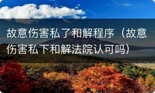 故意伤害私了和解程序（故意伤害私下和解法院认可吗）