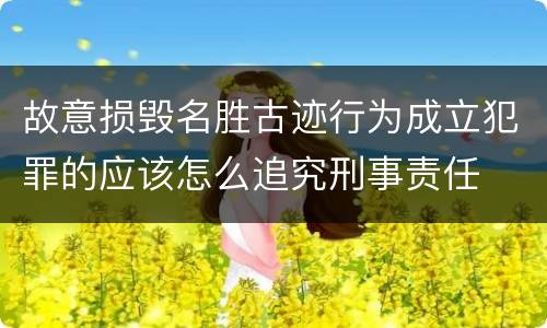 故意损毁名胜古迹行为成立犯罪的应该怎么追究刑事责任